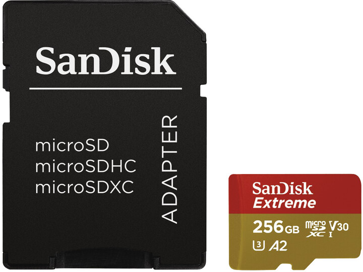 SanDisk micro SDXC Extreme 256GB 160MB/s A2 UHS-I U3 V30 + SD adaptér_1171939258