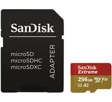 SanDisk micro SDXC Extreme 256GB 160MB/s A2 UHS-I U3 V30 + SD adaptér Poukaz 200 Kč na nákup na Mall.cz + O2 TV HBO a Sport Pack na dva měsíce