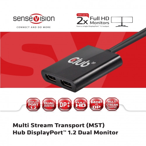 Club3D MST hub 1x DisplayPort 1.2 na 2x DisplayPort 1.2 (DP++)_598403620