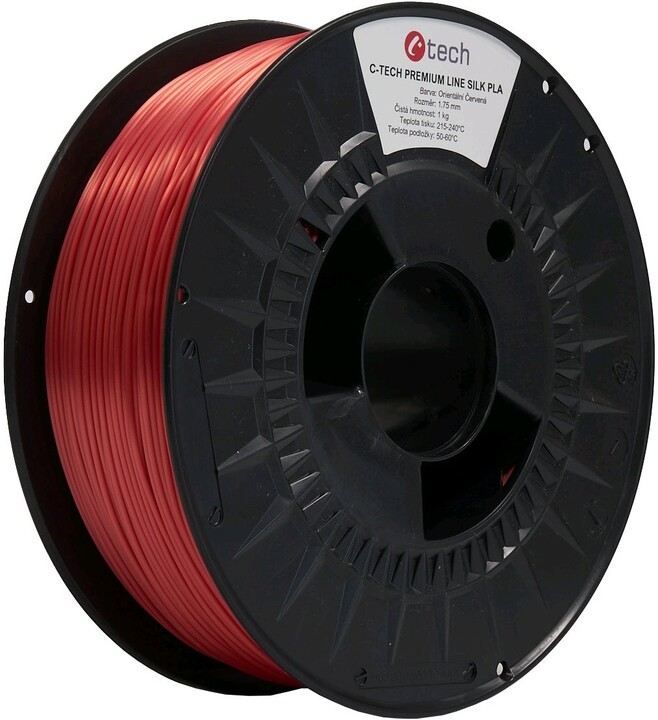 C-TECH PREMIUM LINE tisková struna (filament), Silk PLA, 1,75mm, 1kg, orientální červená_1250983028