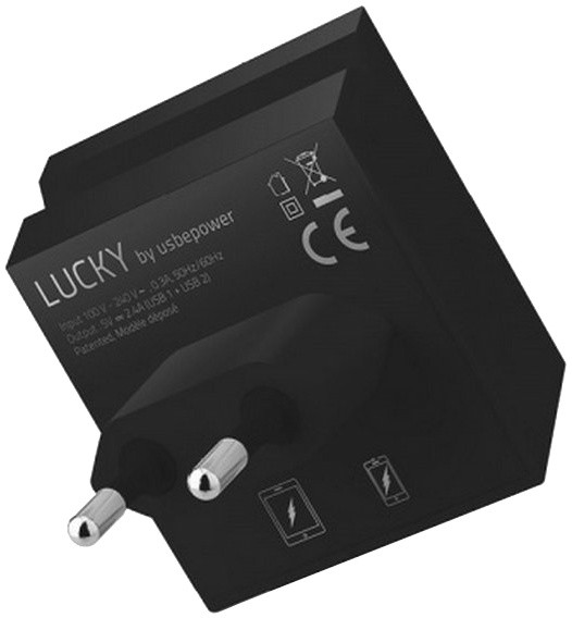 USBEPower LUCKY Hub charger 2USB phone stand, černá_296971567