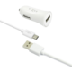 FIXED autonabíječka s odnímatelným USB-C kabelem, 2,4A, bílá