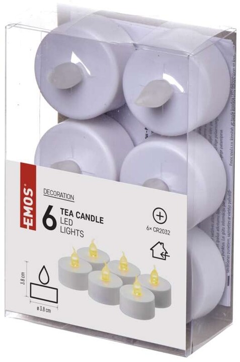 Emos LED dekorace – čajová svíčka bílá, CR2032, vnitřní, vintage, 6 ks_1926268934