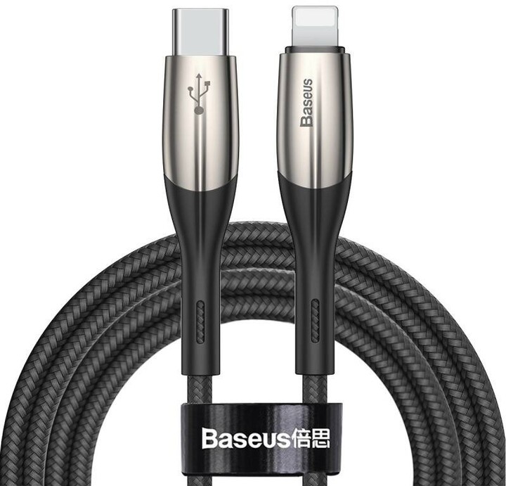 BASEUS kabel Horizontal, USB-C - Lightning, nabíjecí, datový, PD 18W, 2m, černá_1003374737