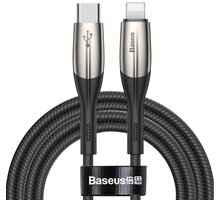BASEUS kabel Horizontal, USB-C - Lightning, nabíjecí, datový, PD 18W, 2m, černá_1003374737