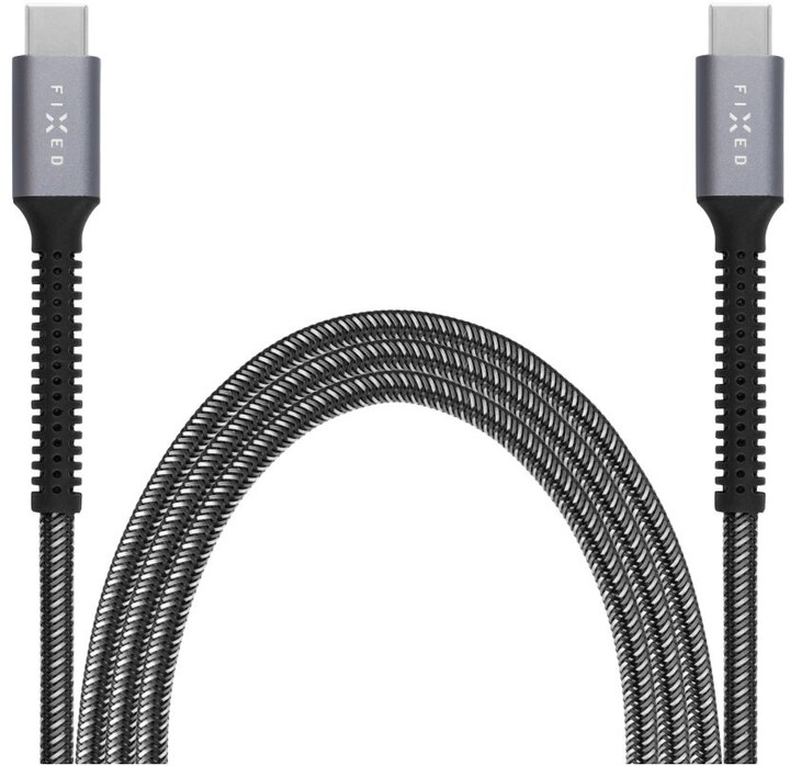 FIXED odolný nabíjecí a datový kabel Armor USB-C - USB-C, 2m, USB 2.0, PD 240W, šedá_40114170