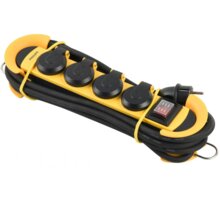 Philips prodlužovací kabel 230V, 5m, 4 zásuvky + vypínač, IP44, žlutá/černá_1010283277