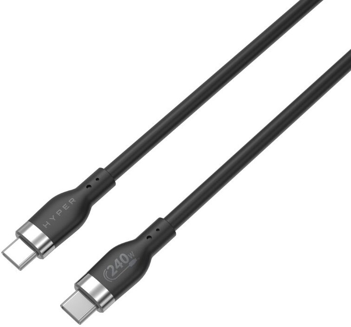 Hyper® nabíjecí kabel Silicone USB-C, 240W, 1m, černá_1634114405