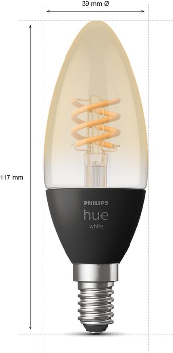Philips Hue White 4.5W 550lm Filament svíčka E14_852324005