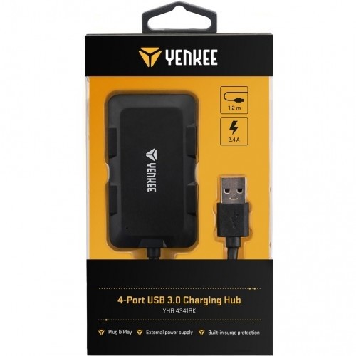 YENKEE YHB 4341BK Hub 4x USB 3.0, černá