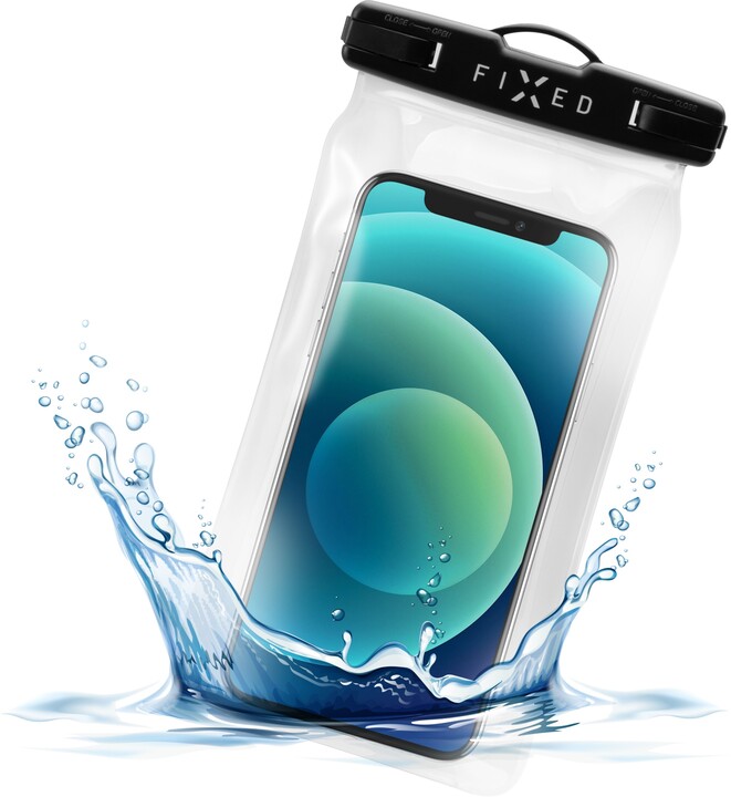 FIXED vodotěsné pouzdro Float pro mobilní telefony, univerzální, IPX8, černá_1445360718