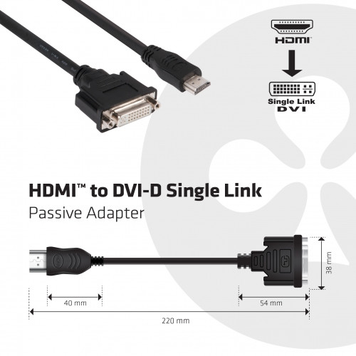 Club3D HDMI na DVI-D, single link, pasivní adaptér_1650277183