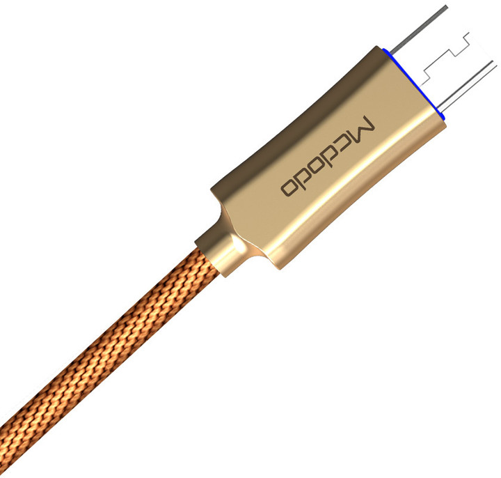 Mcdodo Knight rychlonabíjecí datový kabel microUSB s inteligentním vypnutím napájení, 1m, zlatá_1964504847