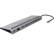 PremiumCord USB-C Full Size MST Dock Station with Phone Stand - Zánovní zboží