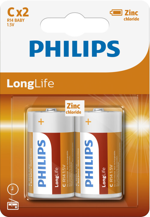 Philips baterie C LongLife zinkouhlíková - 2ks, blister_742880540