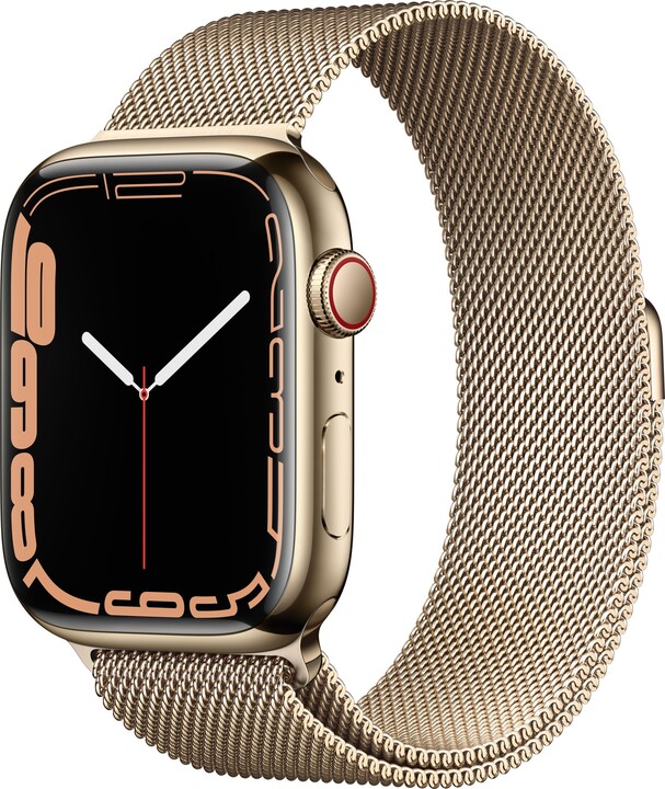 Apple Watch Series 7 Cellular, 45mm, Gold, Stainless Steel, Milanese Loop_1556854175