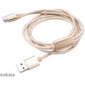 Akasa nabíjecí a synchronizační kabel 2v1 USB-A 2.0 - USB Micro-B, USB-C, opletený, 1.2m, zlatá_791644193