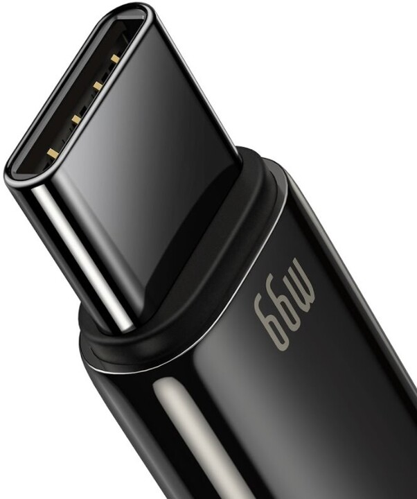 BASEUS kabel Tungsten Gold, USB-A - USB-C, M/M, rychlonabíjecí, datový, 66W, 2m, černá