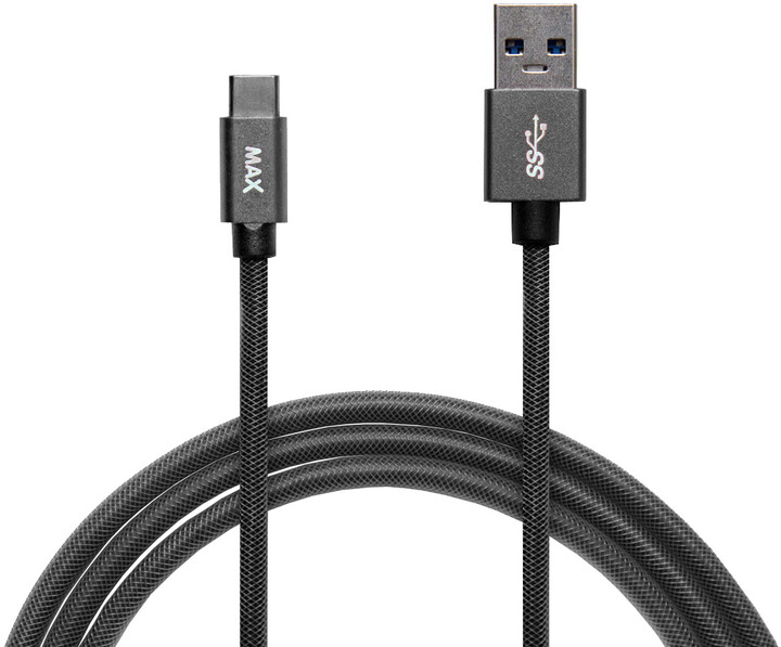 MAX kabel USB-C opletený, 1m, šedá_1726883733