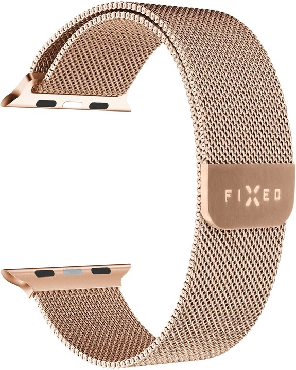 FIXED síťovaný nerezový řemínek Mesh Strap pro Apple Watch 38/40/41mm, růžově zlatá_466344348
