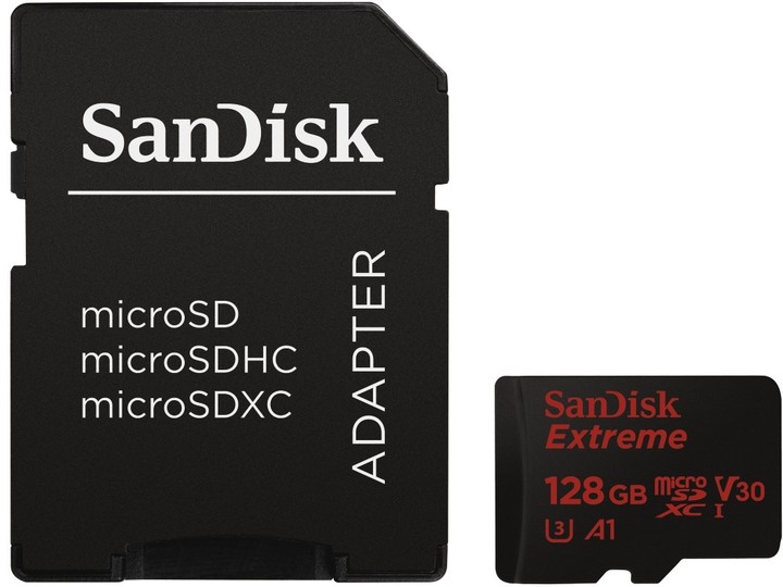 SanDisk Micro SDXC Extreme 128GB 100MB/s A1 UHS-I U3 V30 + SD adaptér_314344634