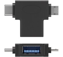 PremiumCord adaptér USB A na dva konektory USB 3.1 C/male+micro USB B/male