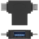 PremiumCord adaptér USB A na dva konektory USB 3.1 C/male+micro USB B/male