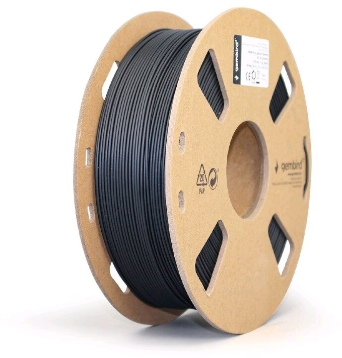 Gembird tisková struna (filament), PLA MATTE, 1,75mm, 1kg, černá_521209034