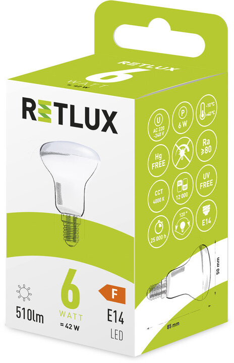 Retlux žárovka RLL 422, LED R50, E14, 6W, studená bílá_546818108