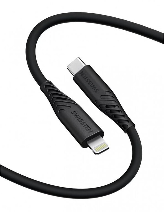 SWISSTEN datový kabel soft silicone USB-C - Lightning, 60W, 1.2m, černá_676460814