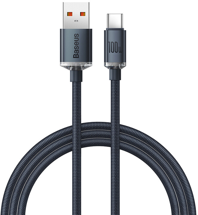 Baseus nabíjecí / datový kabel Crystal Shine Series USB-A - USB-C, 100W, 1.2m, černá_554598784
