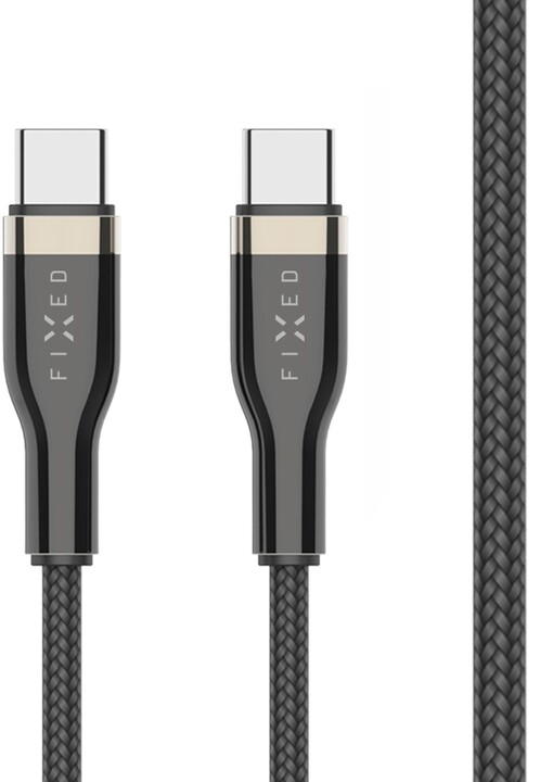 FIXED nabíjecí a datový kabel USB-C - USB-C,USB 2.0, PD 100W, opletený, 1.2m, černá_1656781627