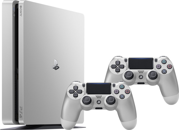PlayStation 4 Slim, 500GB, stříbrná + 2x DS4_807120459