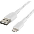 Belkin kabel USB-A - Lightning, M/M, MFi, opletený, 3m, bílá_1796640716