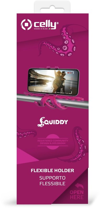 CELLY flexibilní držák s přísavkami Squiddy pro telefony do 6,2&quot;, růžový_1497601641