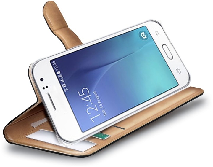 CELLY Wally pouzdro pro Samsung Galaxy J1 Ace, PU kůže, černá_502084515