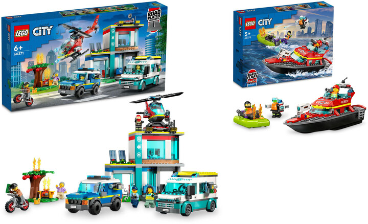 Extra výhodný balíček LEGO® City 60371 Zásahová centrála a 60373 Hasičská záchranná loď a člun_62301103