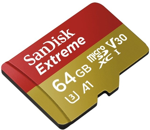 SanDisk Micro SDXC Extreme 64GB 100MB/s A1 UHS-I U3 V30 pro akční kamery + SD adaptér_423652465