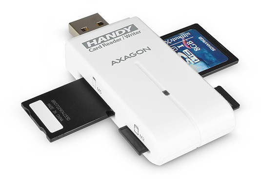 AXAGON externí HANDY čtečka SD/MicroSD/MS/M2, bílá_323420319