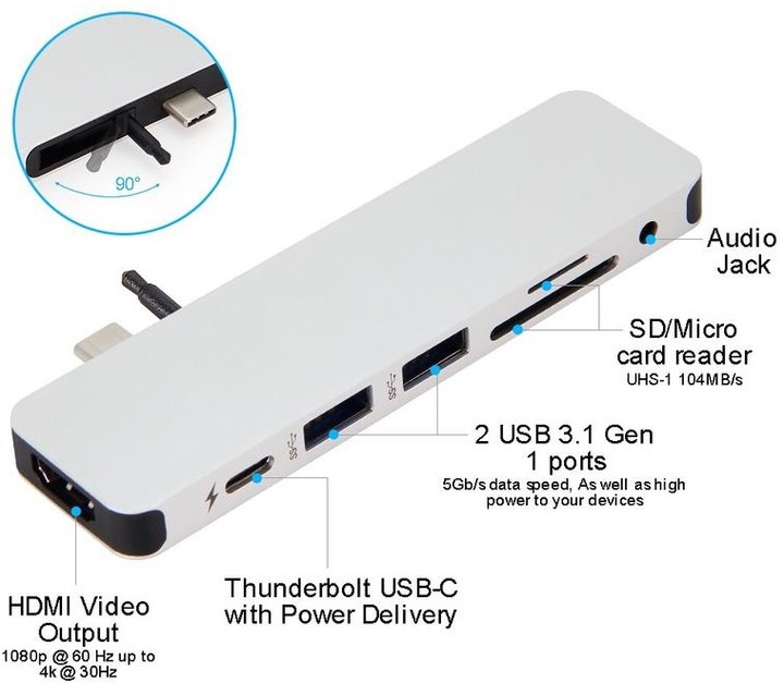 HYPER solo USB-C Hub pro MacBook &amp; ostatní USB-C zařízení, stříbrný_470623726