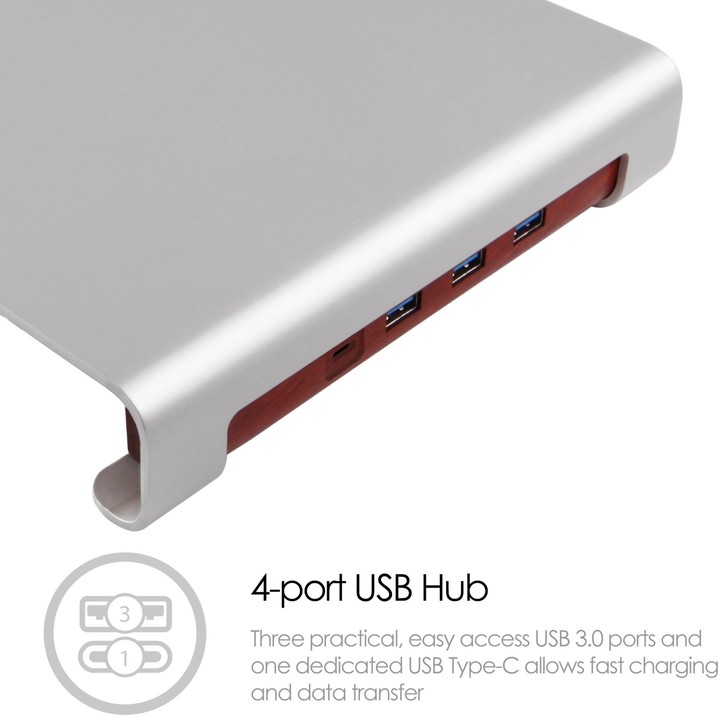 Desire2 univerzální hliníkový podstavec pod monitor s USB-C portem, stříbrný_417829373