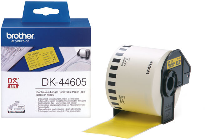 Brother - DK44605 (papírová role žlutá 62mm x 30,48m) - snadno odstranitelná_581886987