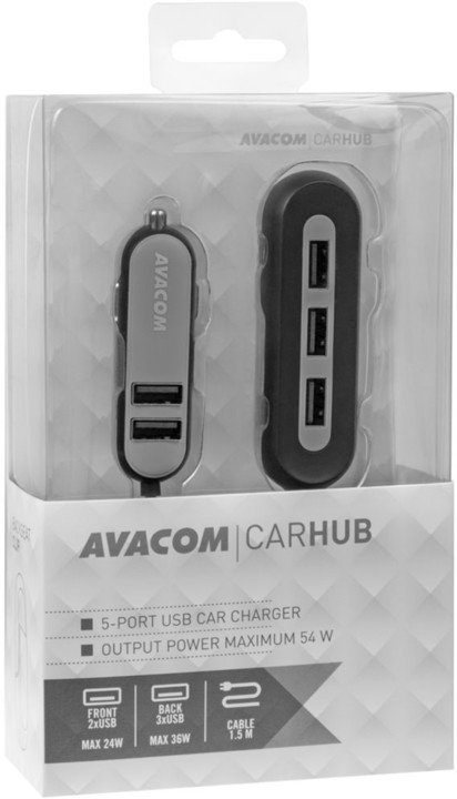 Avacom CarHUB nabíječka do auta 5x USB výstup, černá_360978730