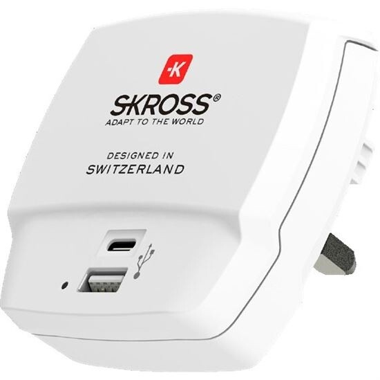 SKROSS síťová nabíječka, USB-A, USB-C, 5,4A, UK, bílá_758666638