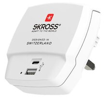 SKROSS síťová nabíječka, USB-A, USB-C, 5,4A, UK, bílá DC55UK