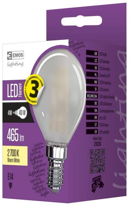 Emos LED žárovka Filament Mini Globe matná 4W E14, teplá bílá_1696398752