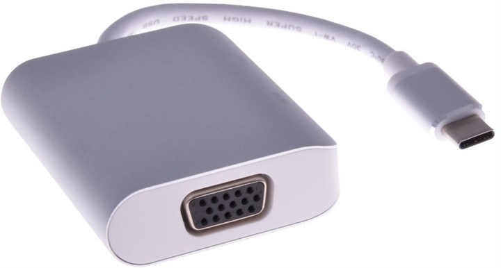 PremiumCord převodník USB3.1 typ C na HDMI + VGA + PD charge, Aluminium pouzdro_2139317635