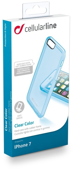 CellularLine Color průhledný zadní kryt pro Apple iPhone 7, modrá_530782520