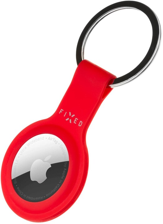 FIXED silikonové pouzdro s kroužkem Silky pro Apple AirTag, červená_2026700892