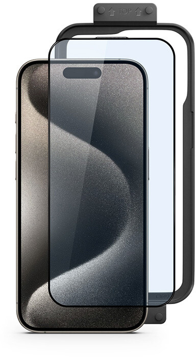 EPICO Resolve tvrzené sklo Edge to Edge pro Apple iPhone 15 Pro Max, s instalačním rámečkem_1868450826